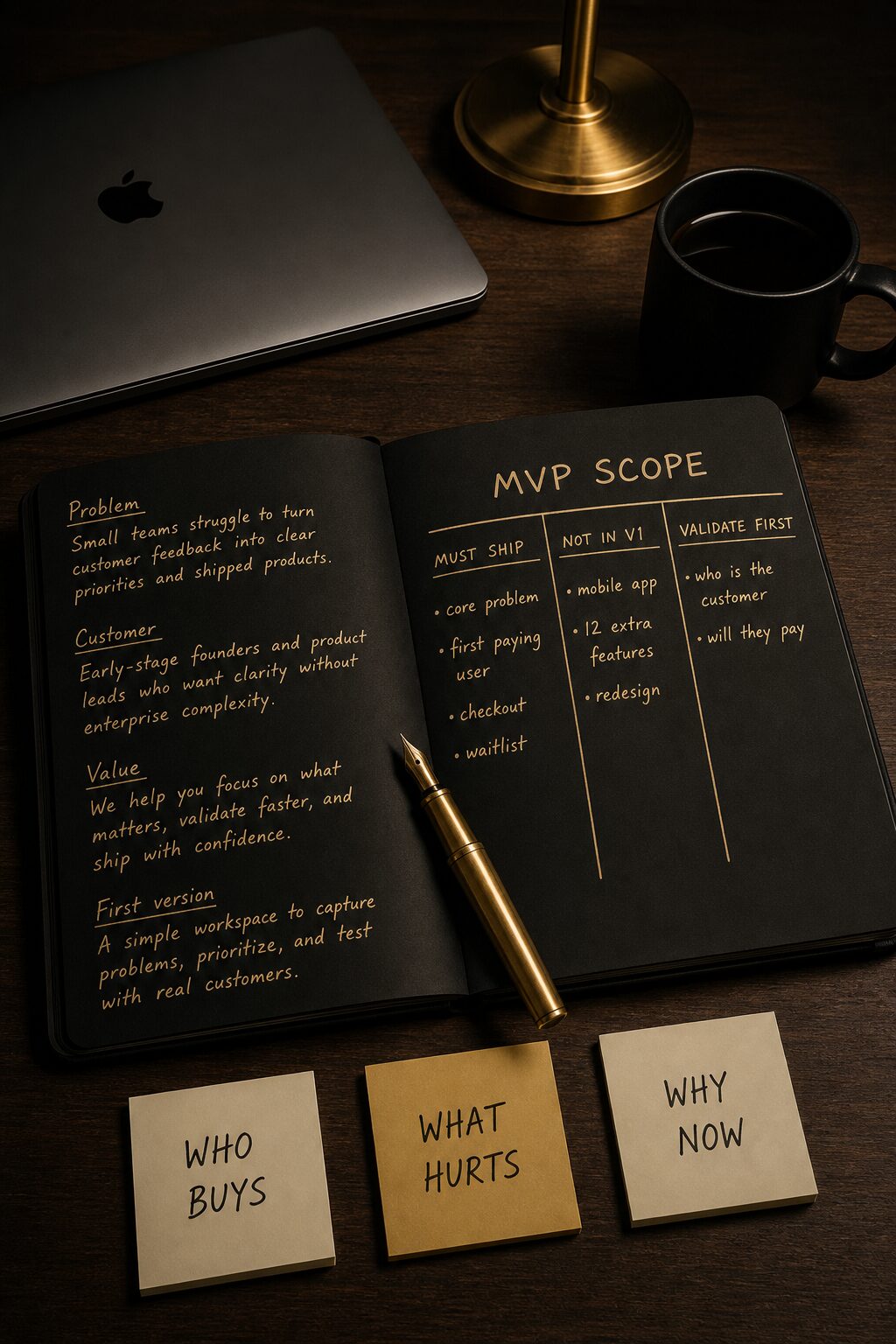 MVP scope notebook: what to ship, what to leave out, and what to validate first