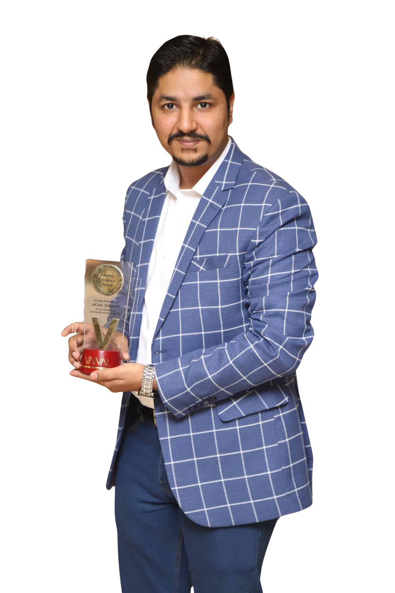 Muhammad Afzal Subhani holding an award